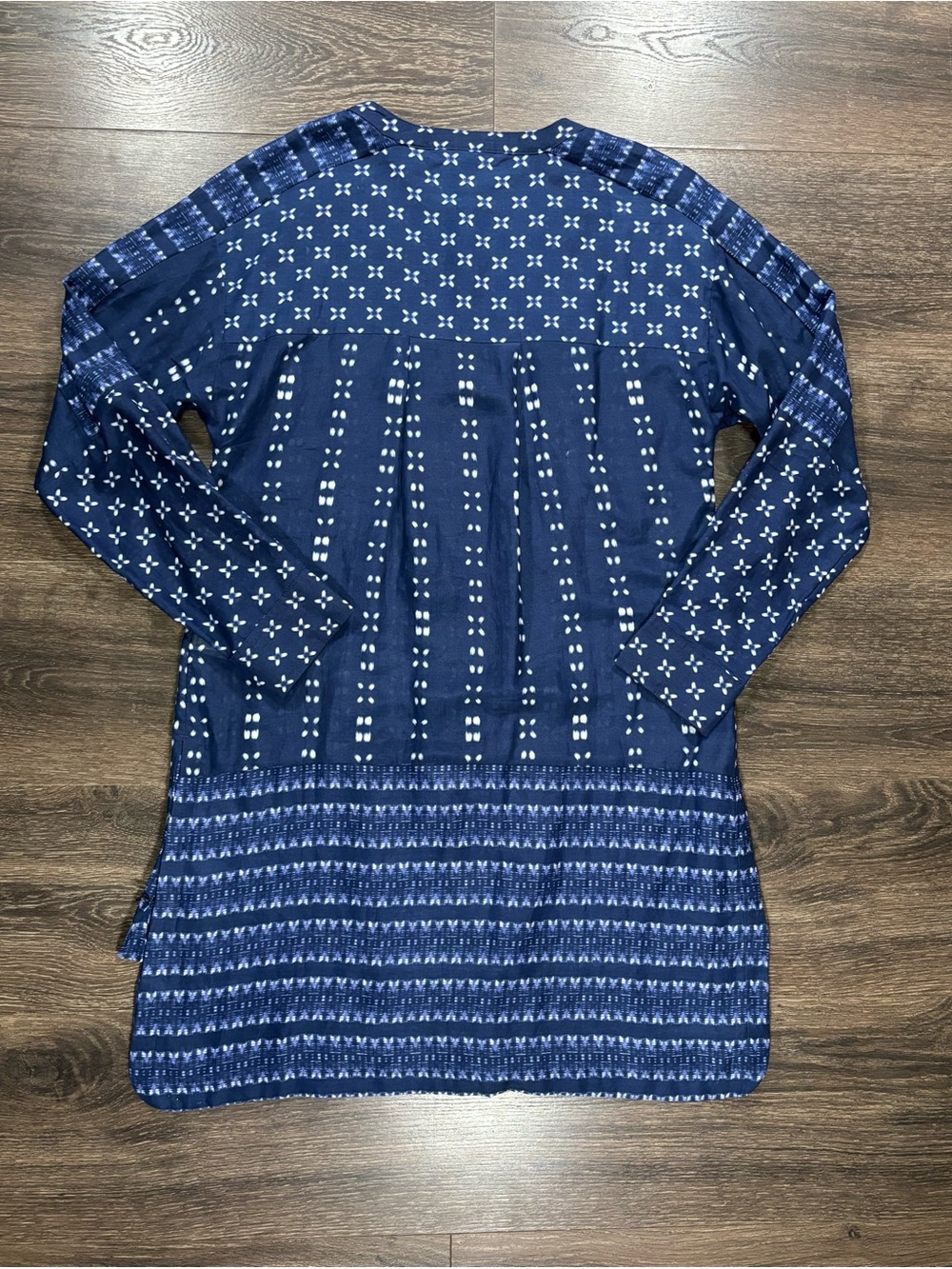Women's Navy Patterned Button-Front Top - Picture 12 of 13